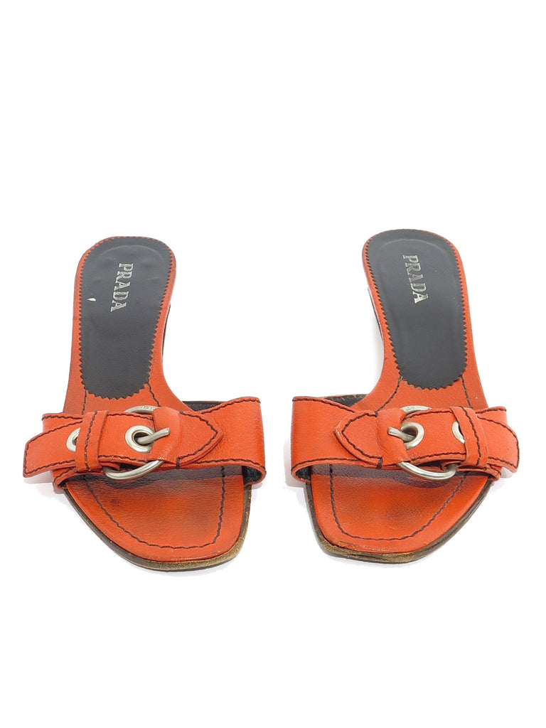 Prada Leather Slide Sandals