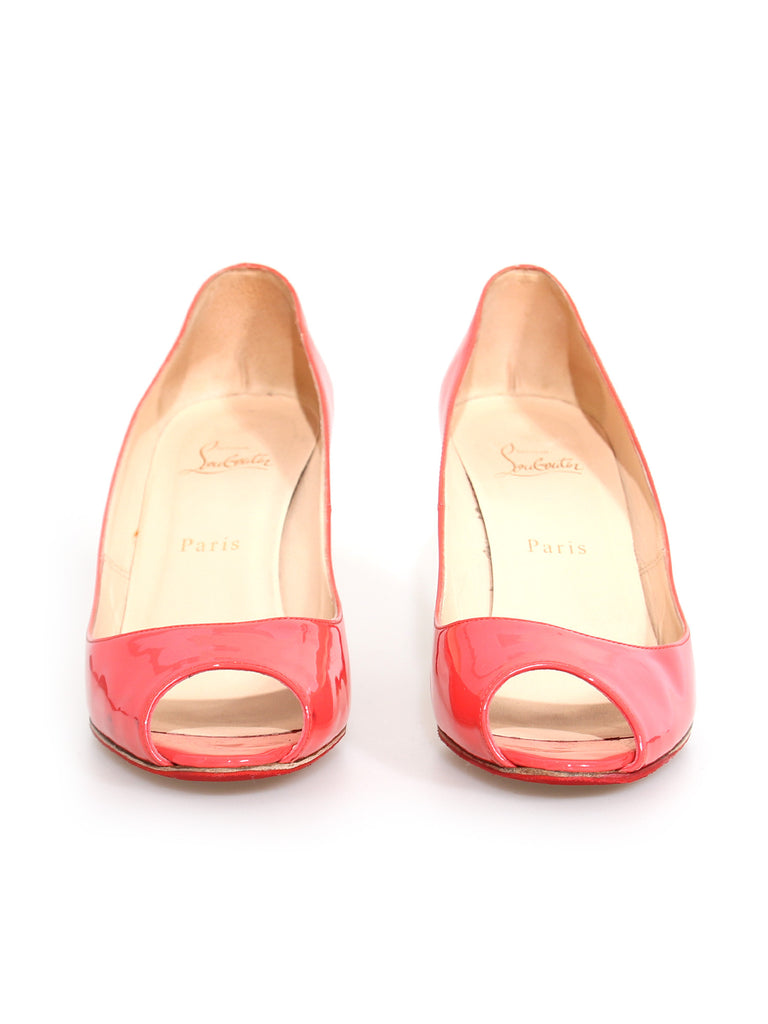 Christian Louboutin Patent Leather Peep-Toe Pumps