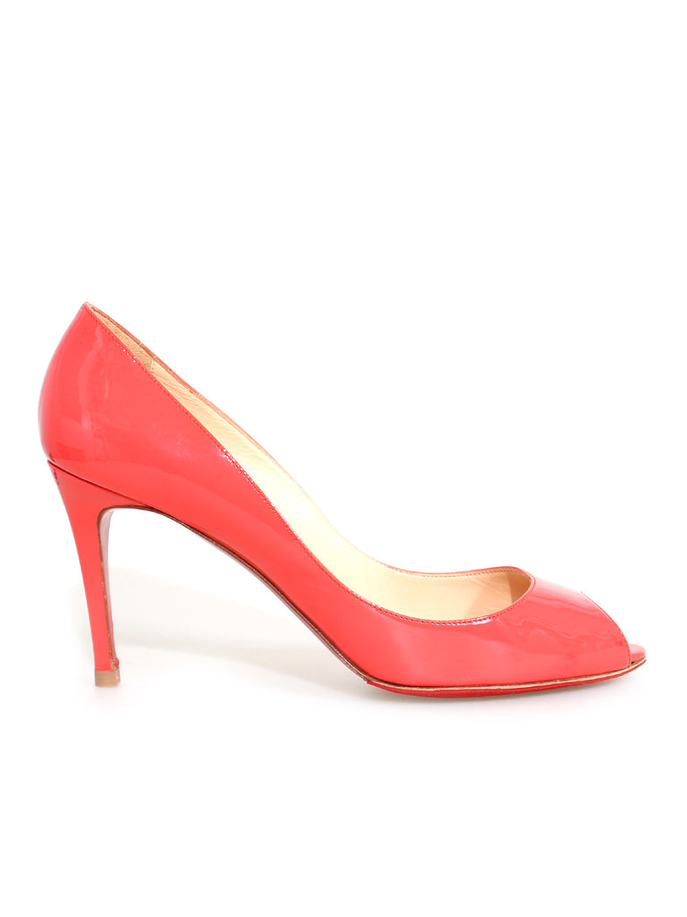 Christian Louboutin Patent Leather Peep-Toe Pumps
