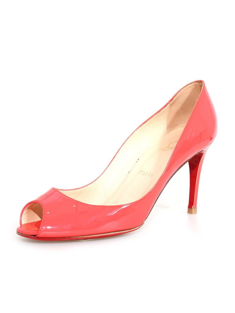 Christian Louboutin Patent Leather Peep-Toe Pumps