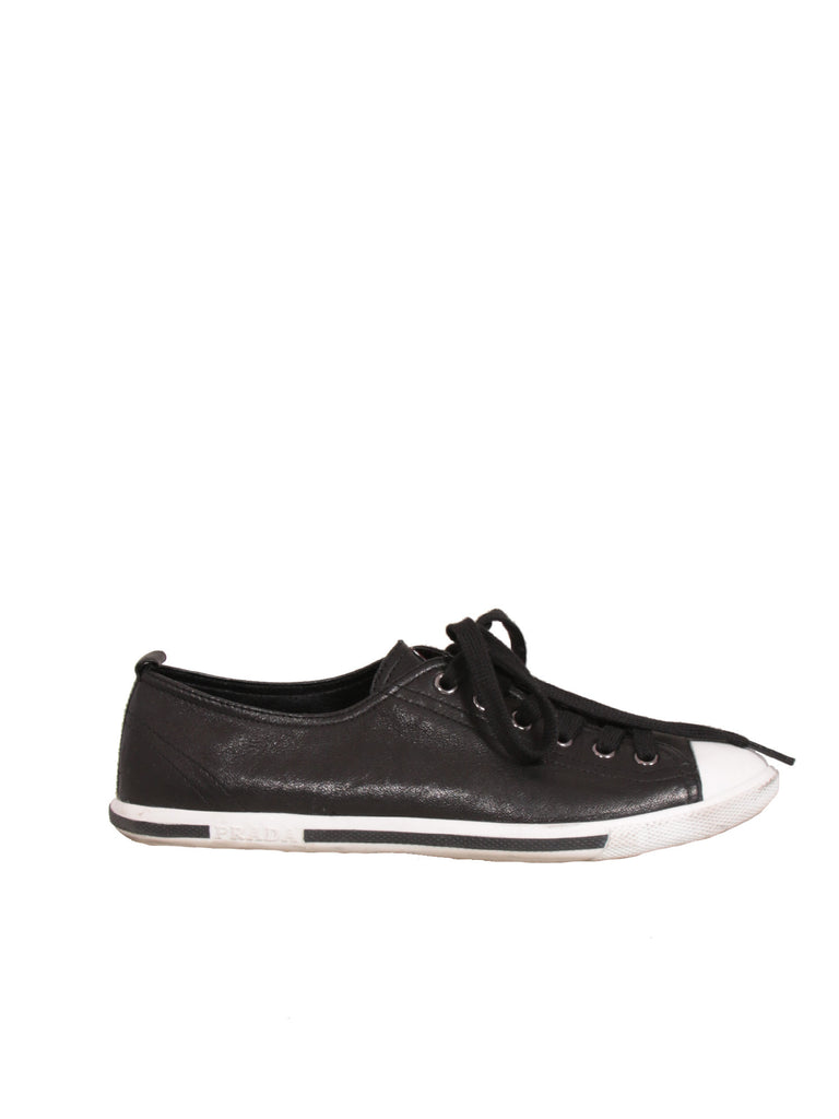 Prada Leather Lace-Up Sneakers