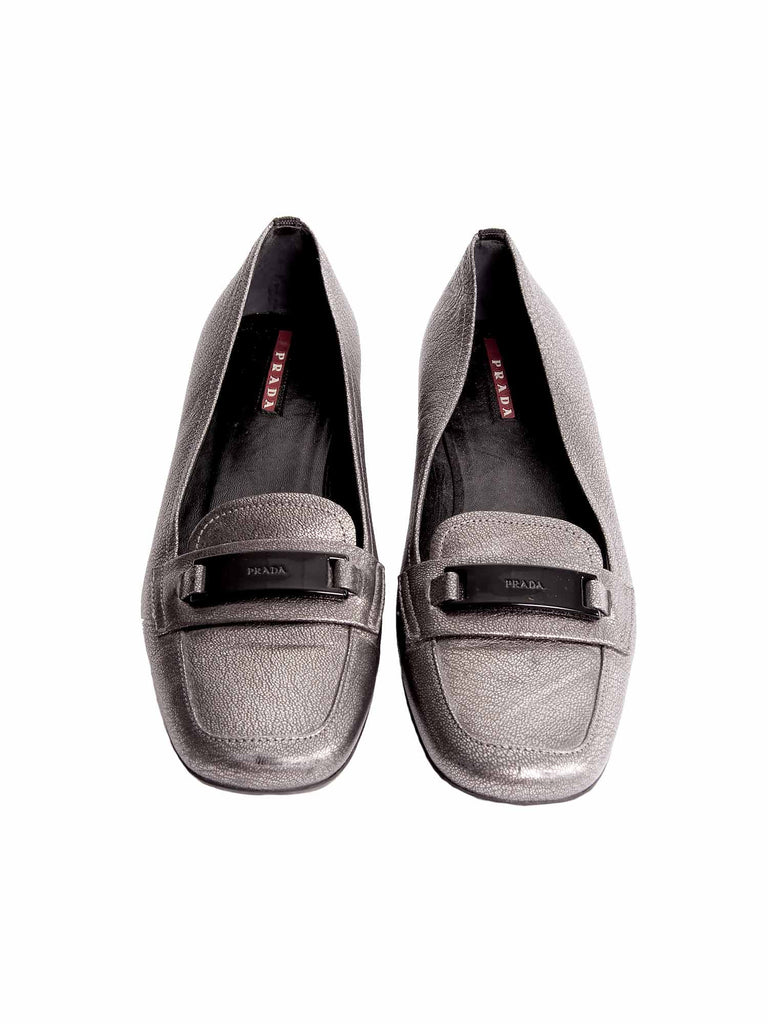 Prada Metallic Loafers