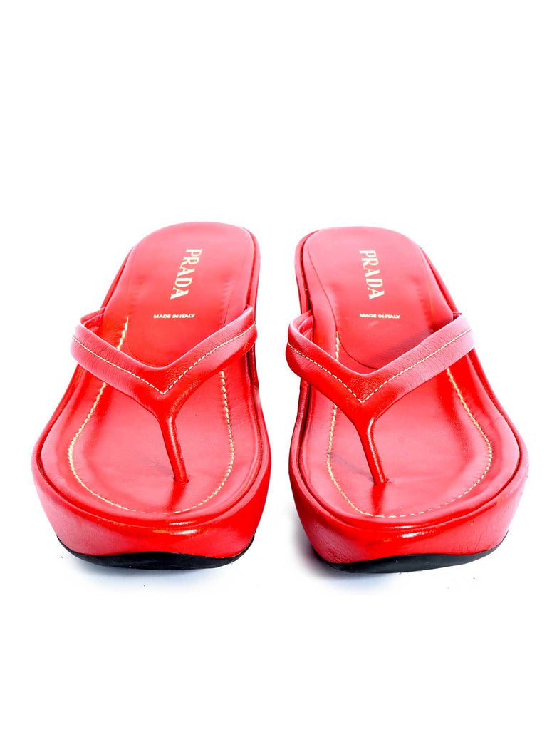 Prada Leather Platform Sandals
