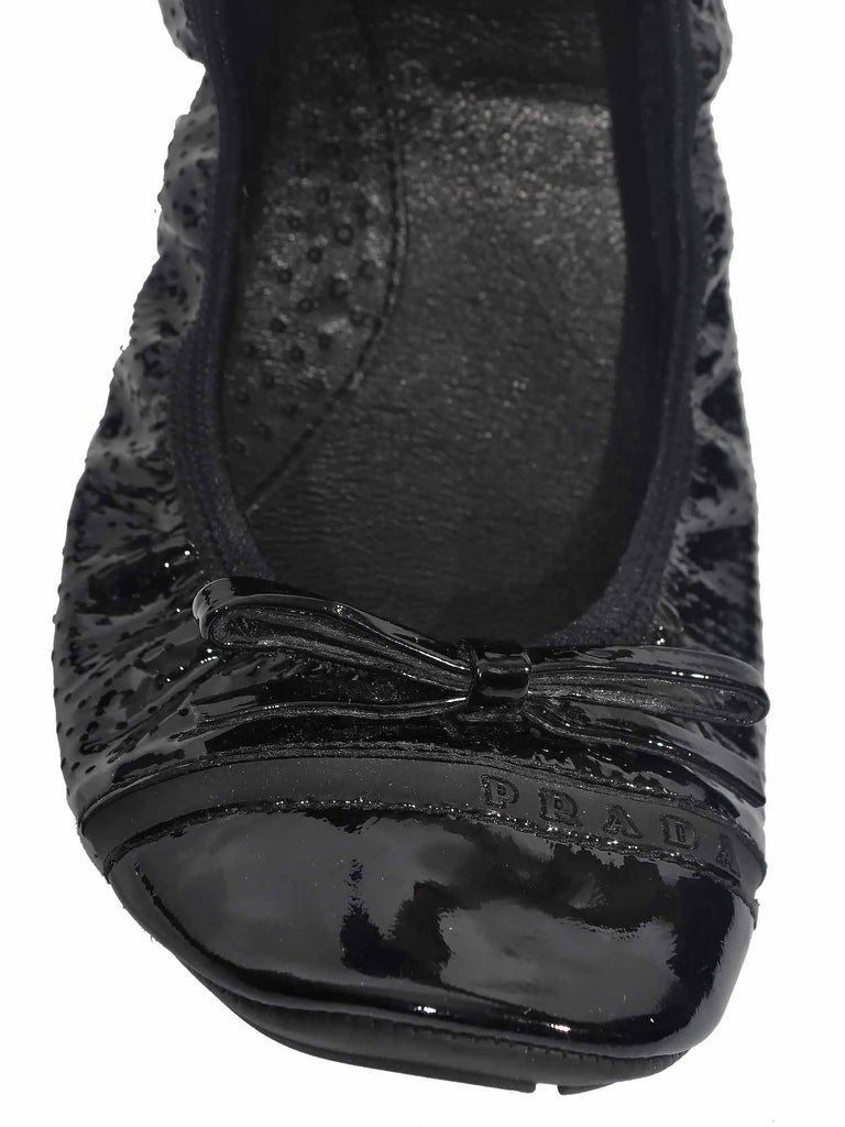 Prada Nappa Patent Perforated Ballet Flats