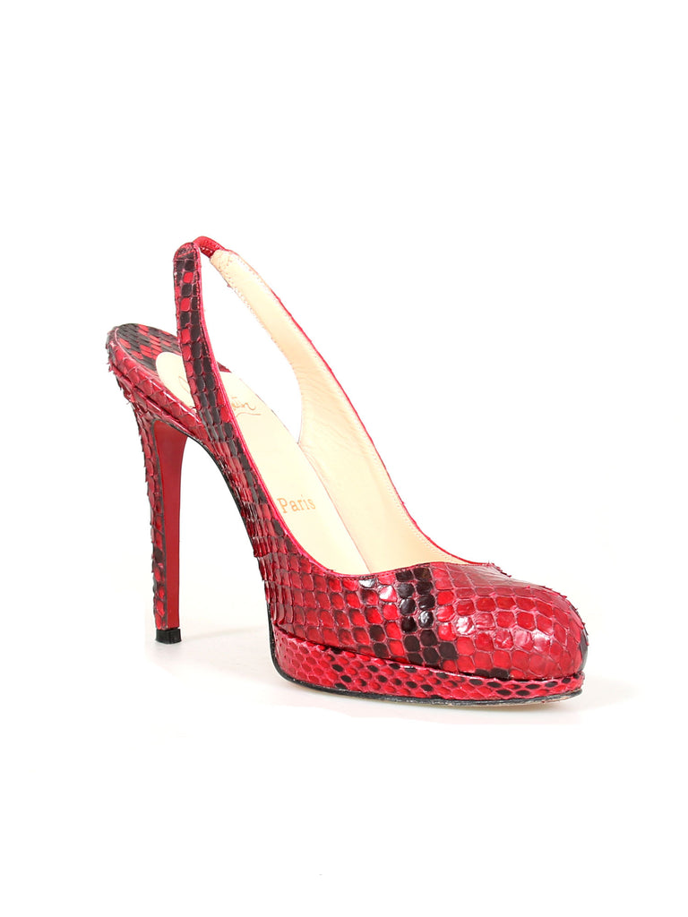 Christian Louboutin Snakeskin Slingback Pumps