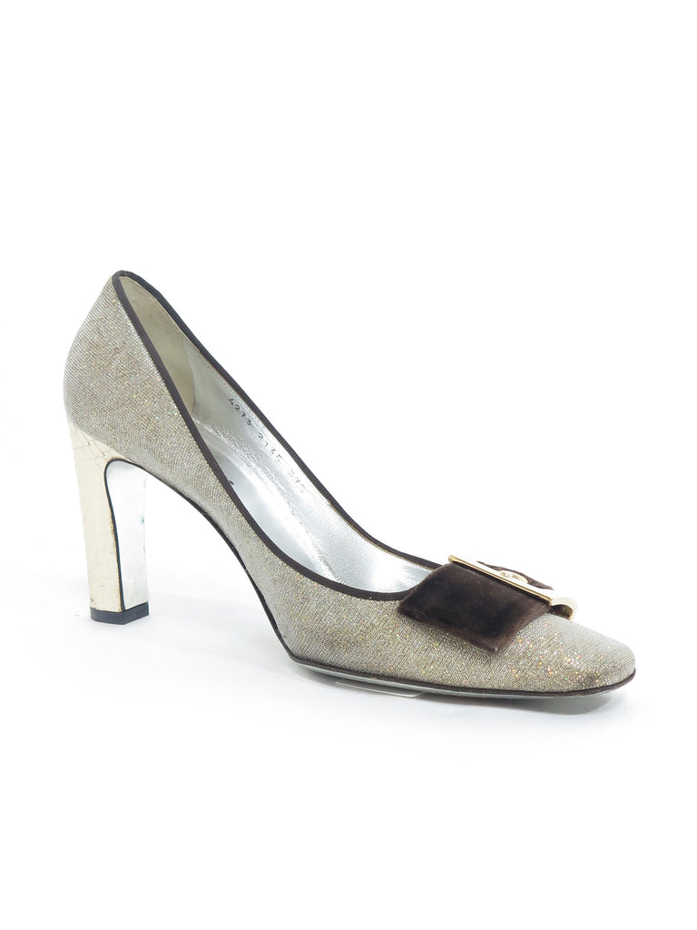 Dolce & Gabbana Shimmer Velvet Buckle Pumps