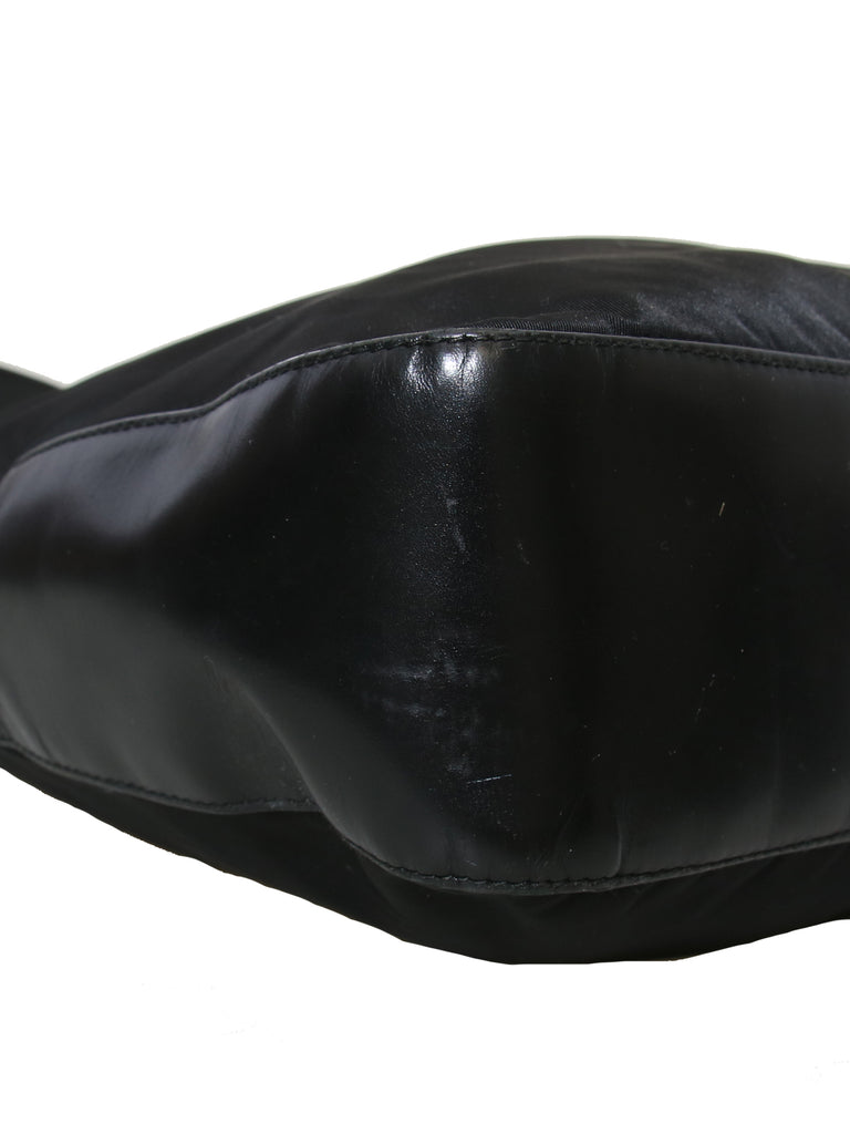 Prada Leather-Trimmed Tessuto Hobo Bag