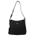 Prada Leather-Trimmed Tessuto Hobo Bag