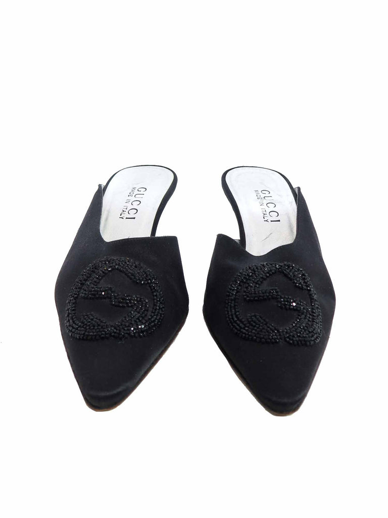 Gucci Satin Beaded Mules