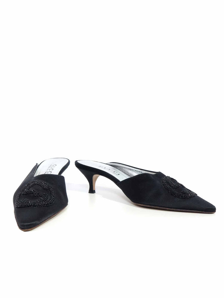 Gucci Satin Beaded Mules
