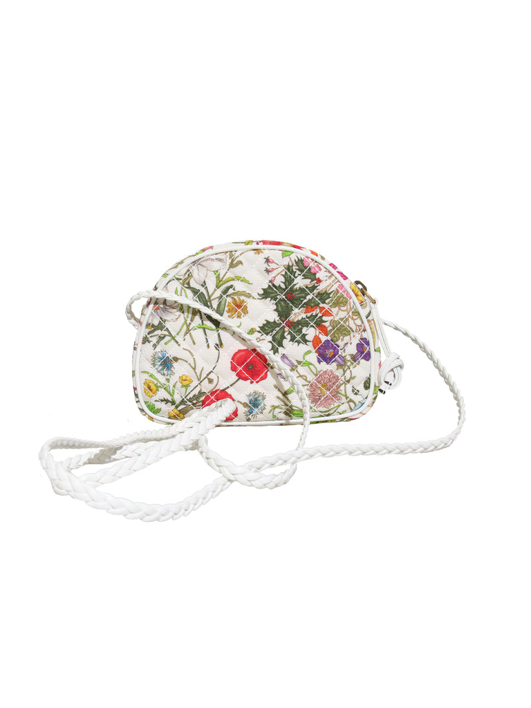 New Gucci Mini Quilted Floral Canvas Cross Body Bag