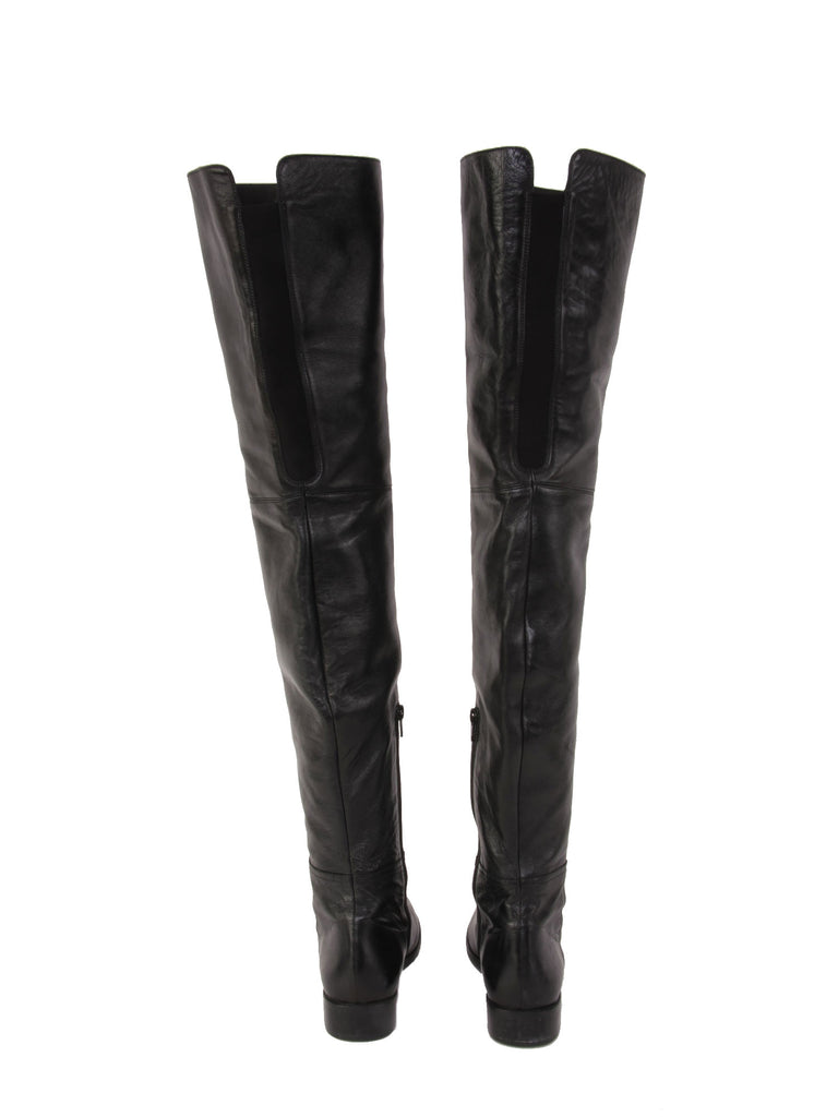 Stuart Weitzman Polished Leather Thigh-High Flat Boots