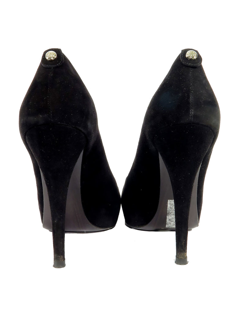 Stuart Weitzman Suede Peep-Toe Pumps