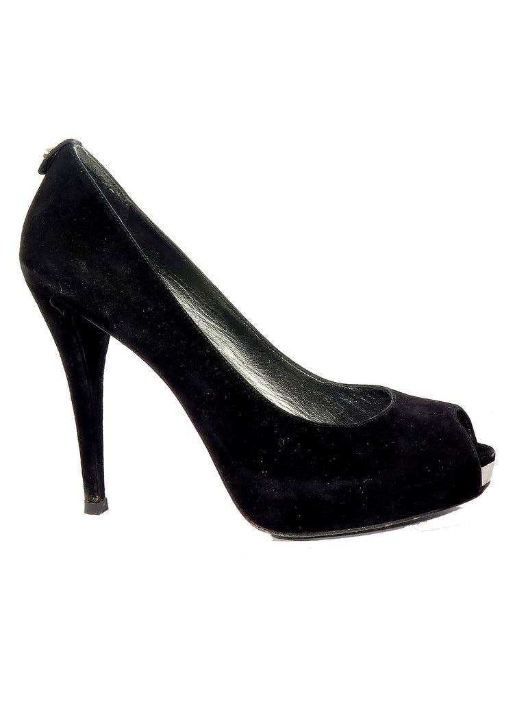 Stuart Weitzman Suede Peep-Toe Pumps
