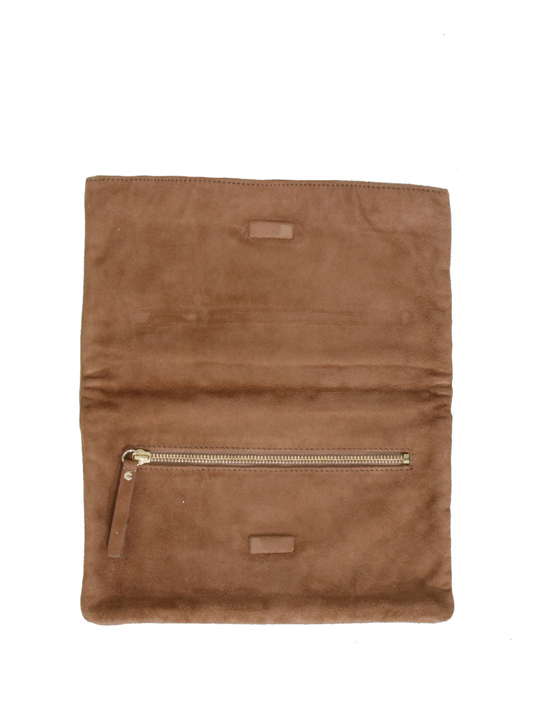 DVF Peggy Foldover Suede Clutch Bag