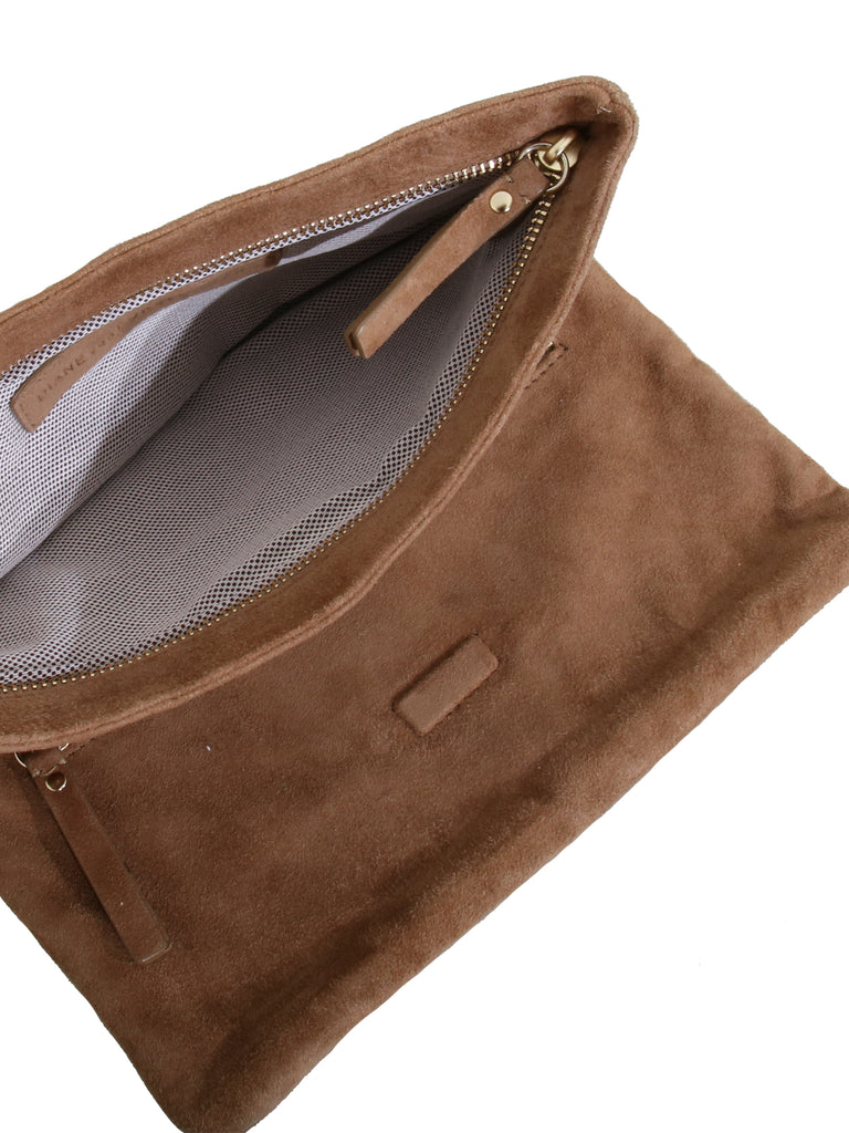 DVF Peggy Foldover Suede Clutch Bag