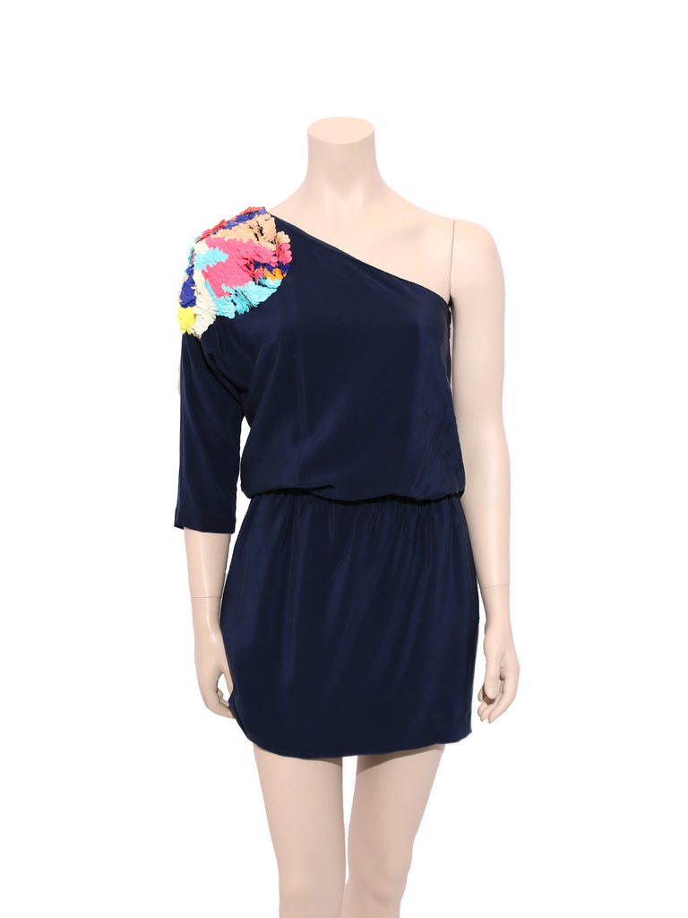 Tibi Begonia Sequins One-Shoulder Dress
