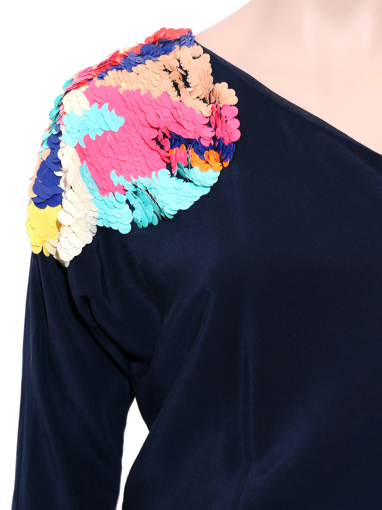 Tibi Begonia Sequins One-Shoulder Dress