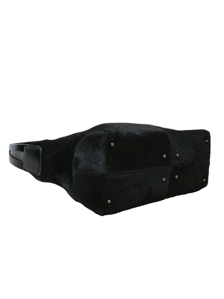 Tod's Leather-Trimmed Ponyhair Shoulder Bag