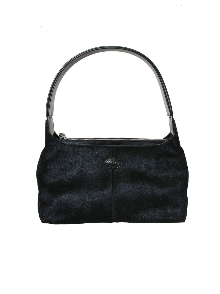 Tod's Leather-Trimmed Ponyhair Shoulder Bag