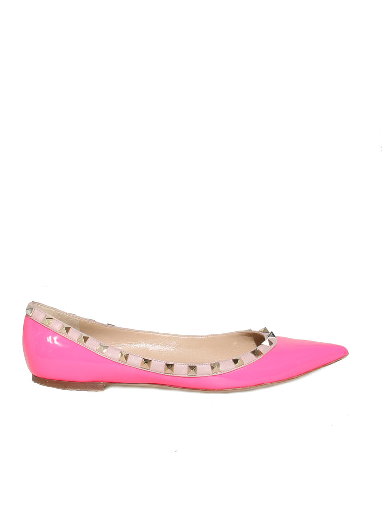 Valentino Rockstud Patent Leather Ballerina Flats