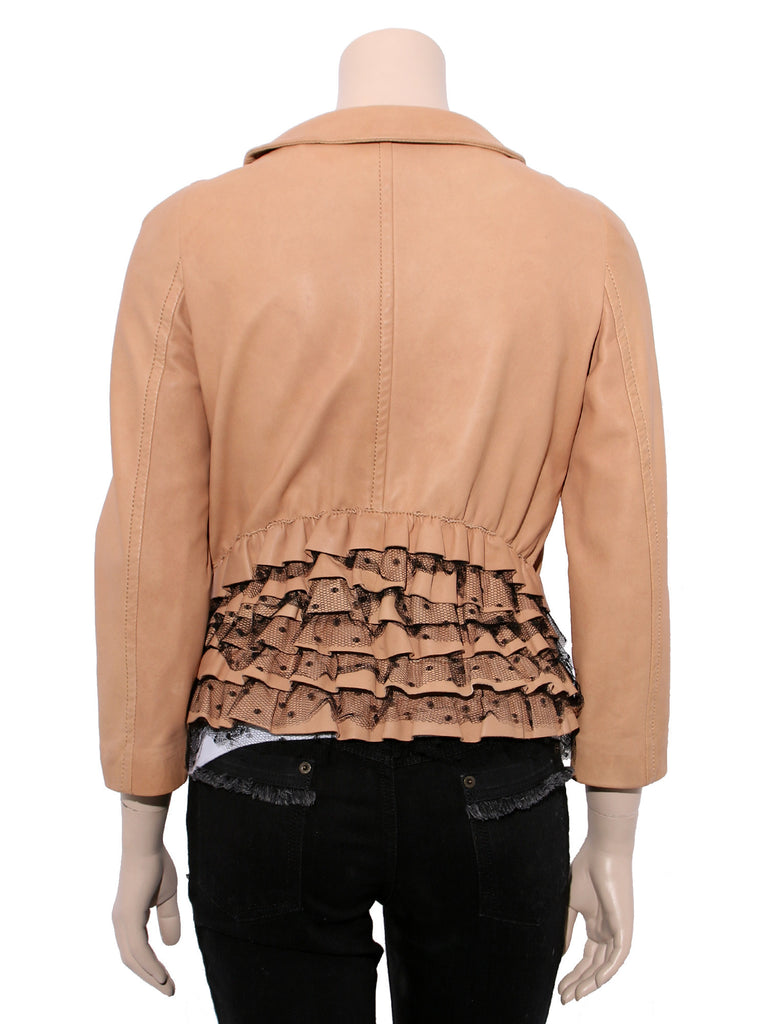 Valentino Leather Ruffle Jacket