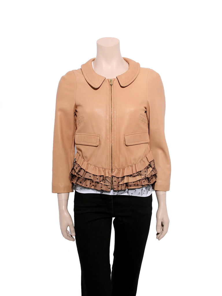 Valentino Leather Ruffle Jacket