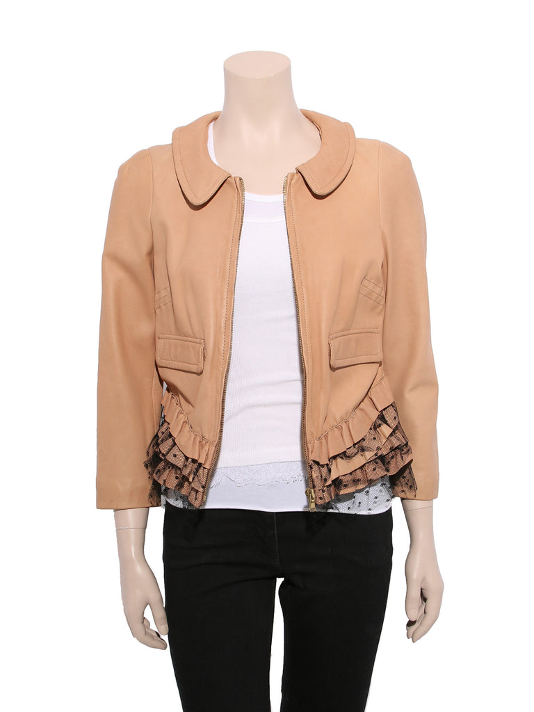Valentino Leather Ruffle Jacket