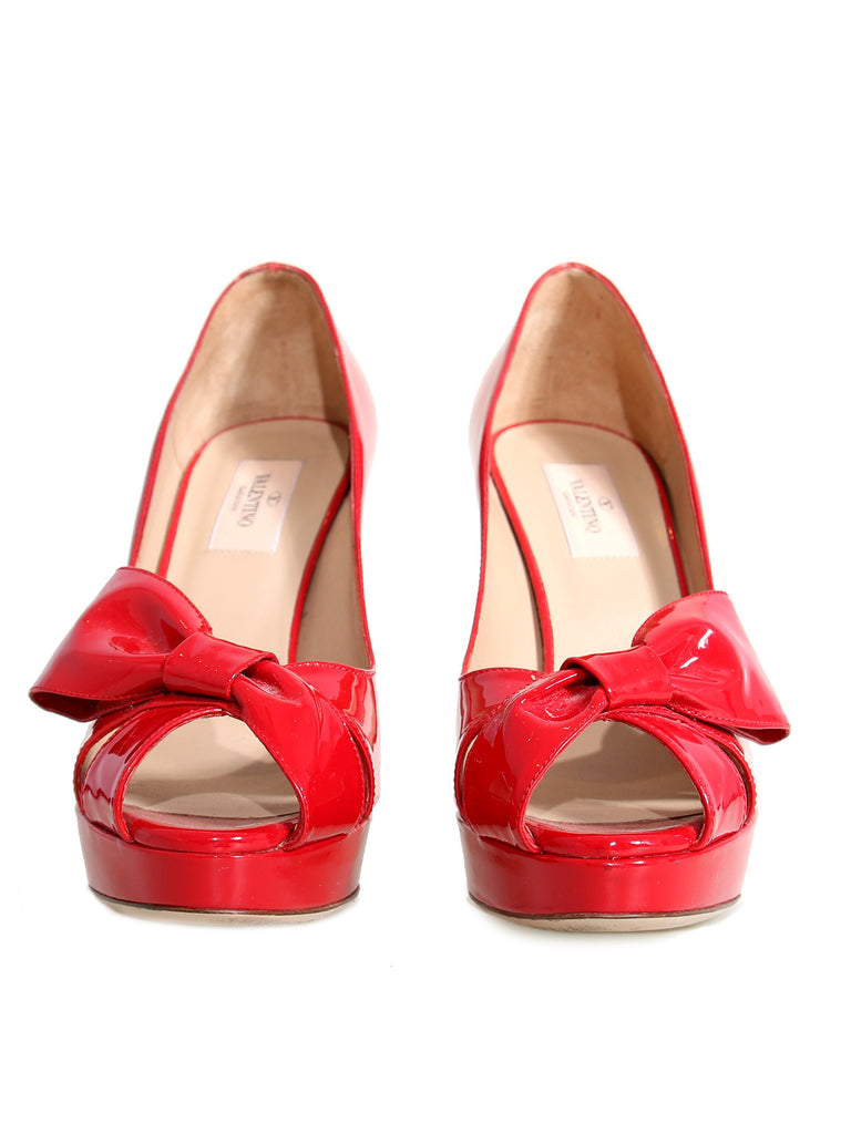 Valentino Patent Leather Bow Pumps