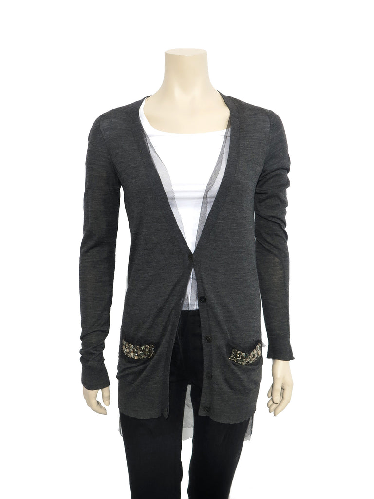Vera Wang Jewelled Wool Cardigan
