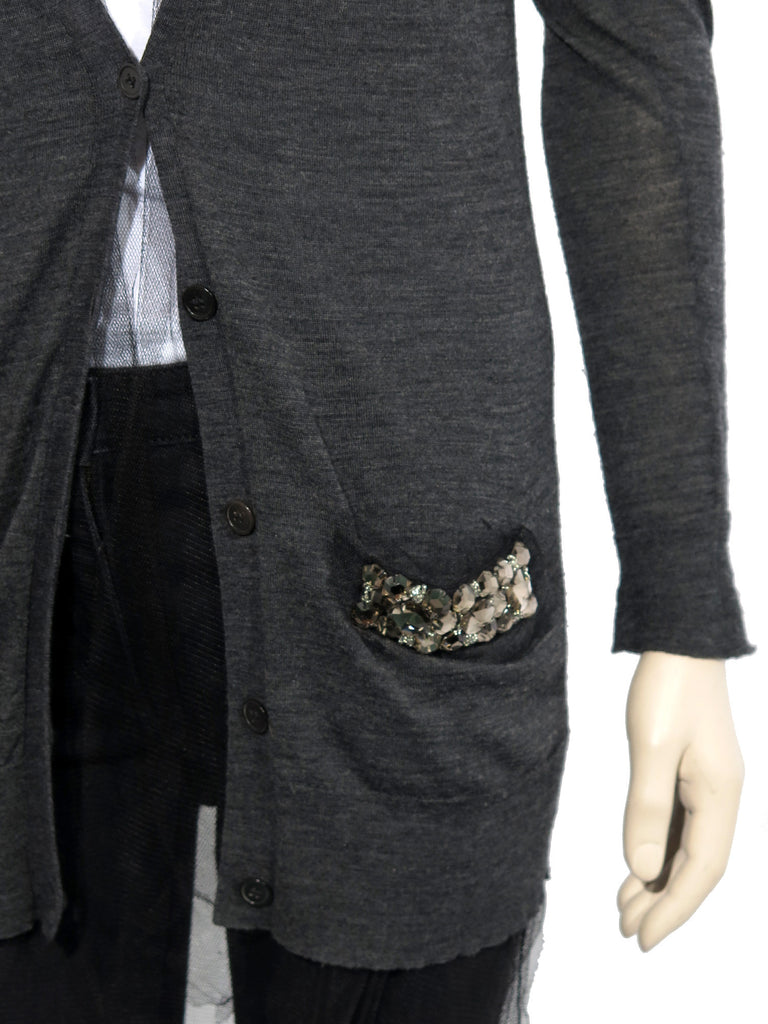 Vera Wang Jewelled Wool Cardigan