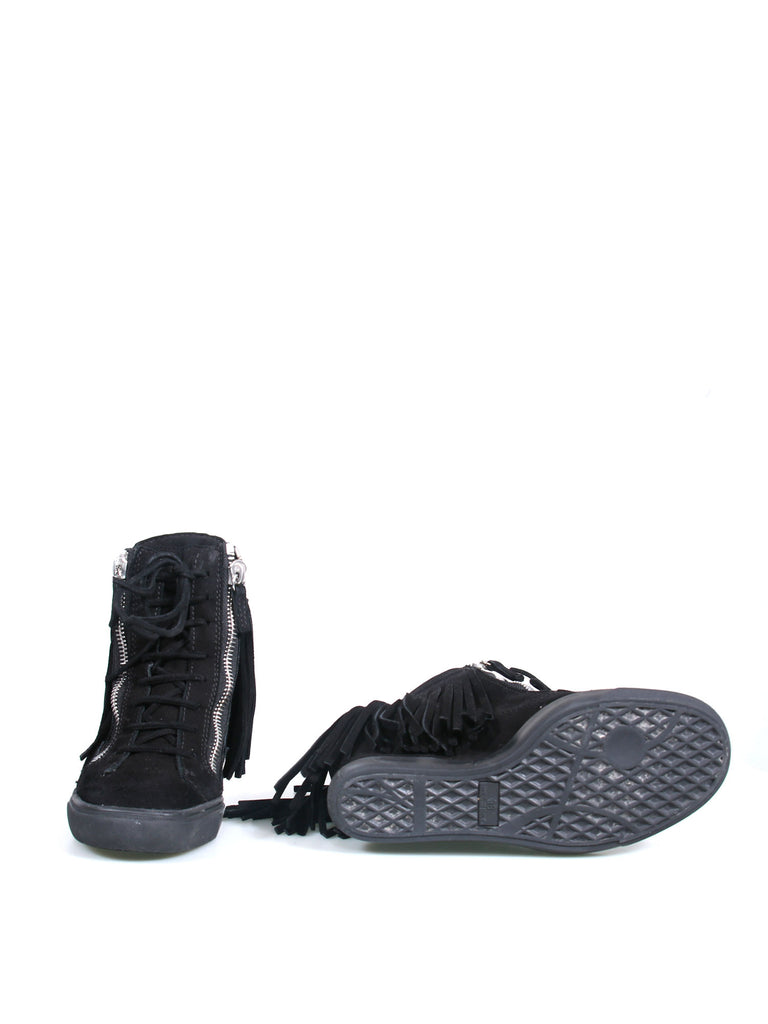 Giuseppe Zanotti Suede Fringe Wedge Sneakers