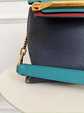 Leather Color Block Cross Body Bag