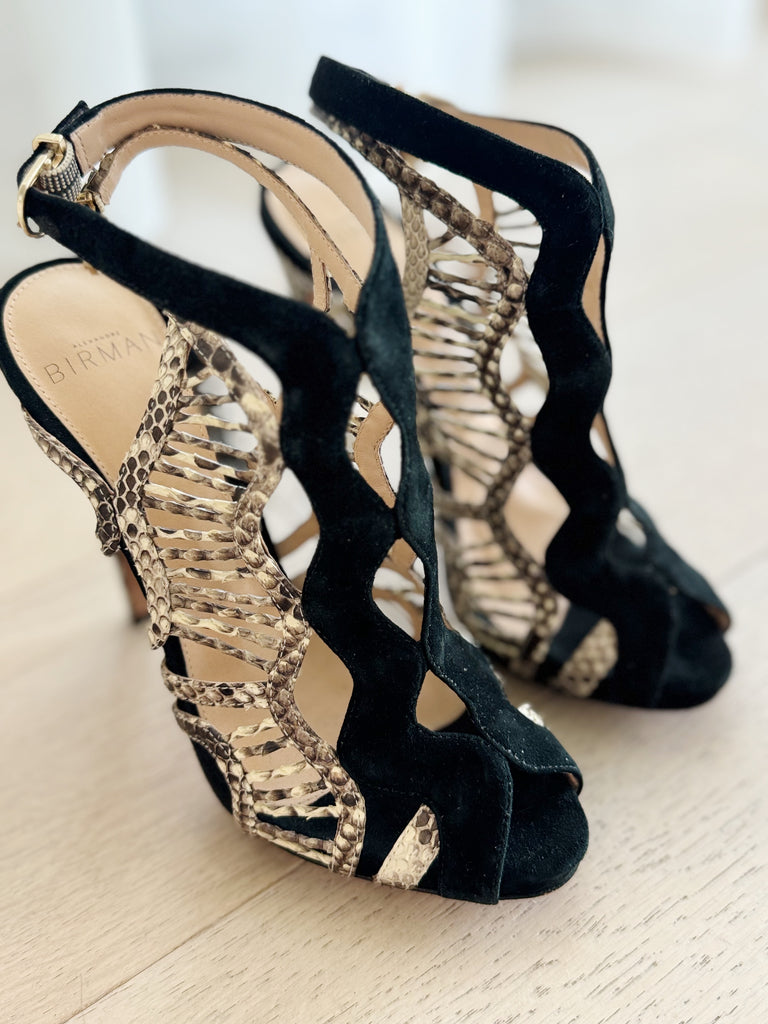 Suede and Snakeskin Sandals
