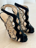 Suede and Snakeskin Sandals