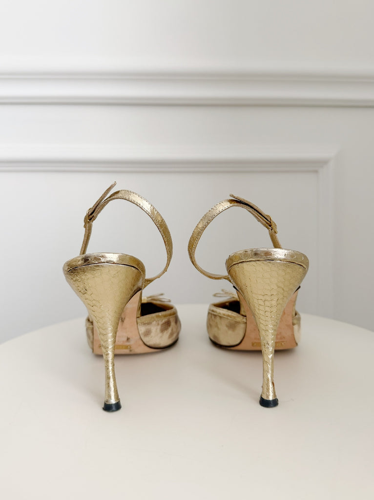 Snake Embossed Slingback Pumps