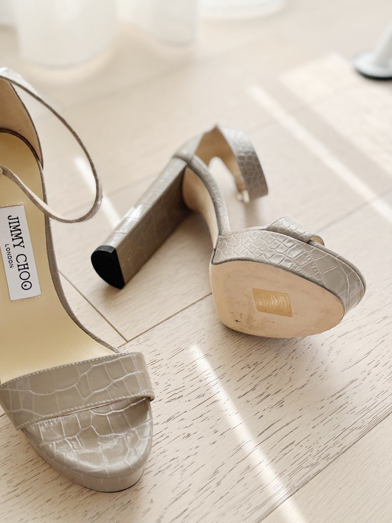 Platform Embossed Leather Sandals