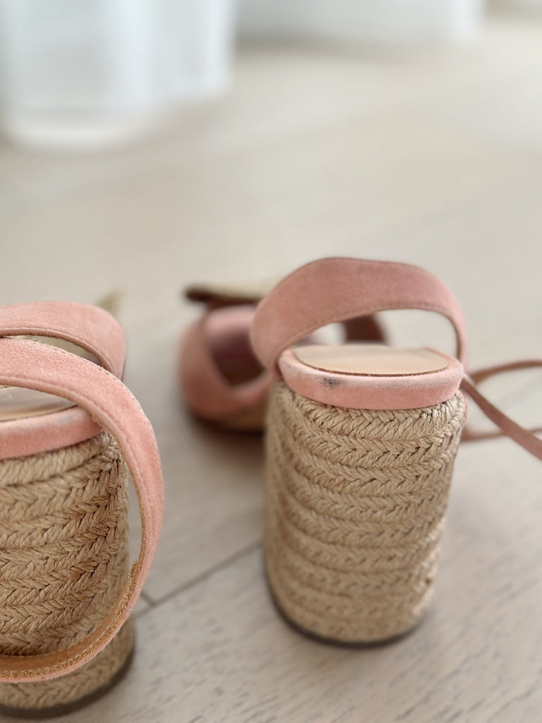 Suede and Straw Sandals