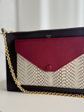 Snakeskin Tricolor Envelope Clutch Cross Body