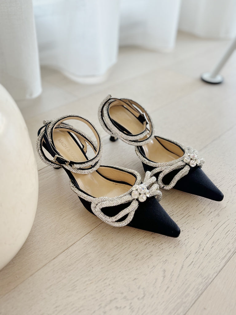 Double-Bow Satin Pumps