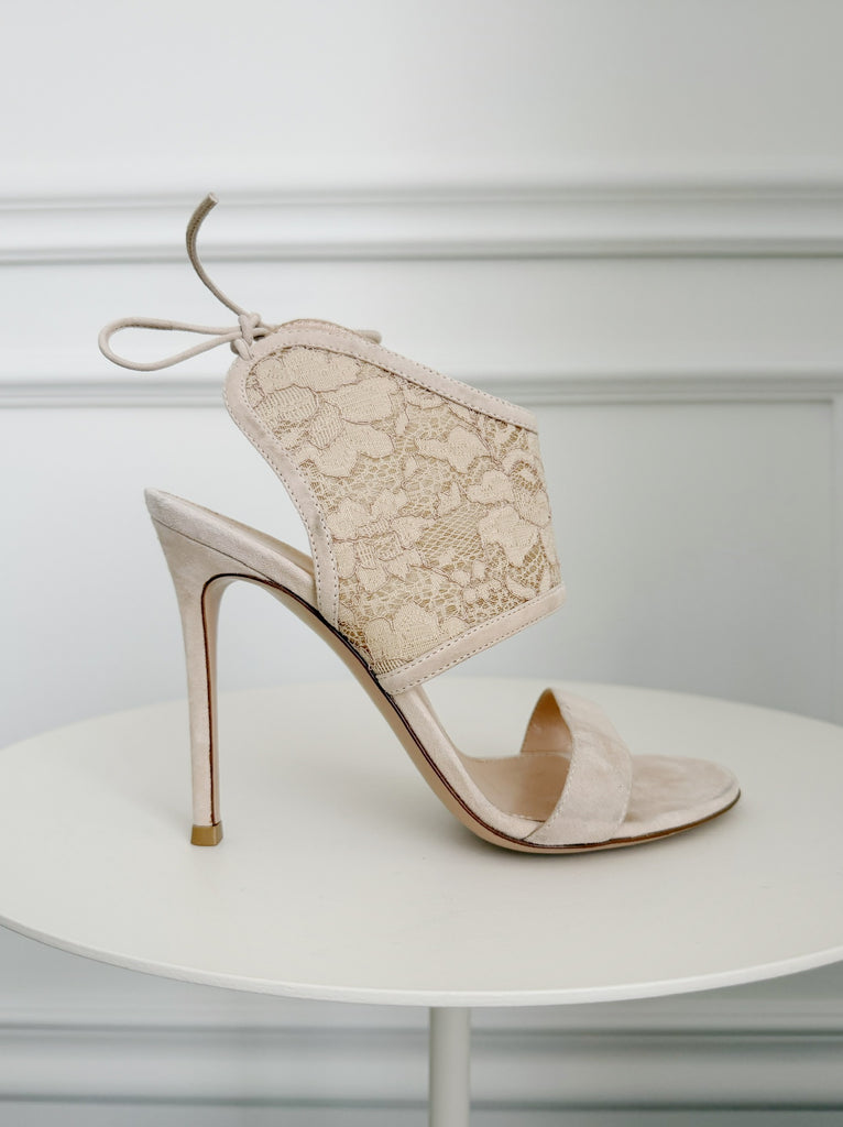 Suede and Lace Sandals