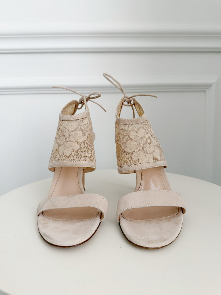 Suede and Lace Sandals