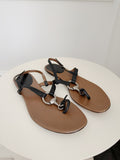 Leather Horsebit Flat Sandals