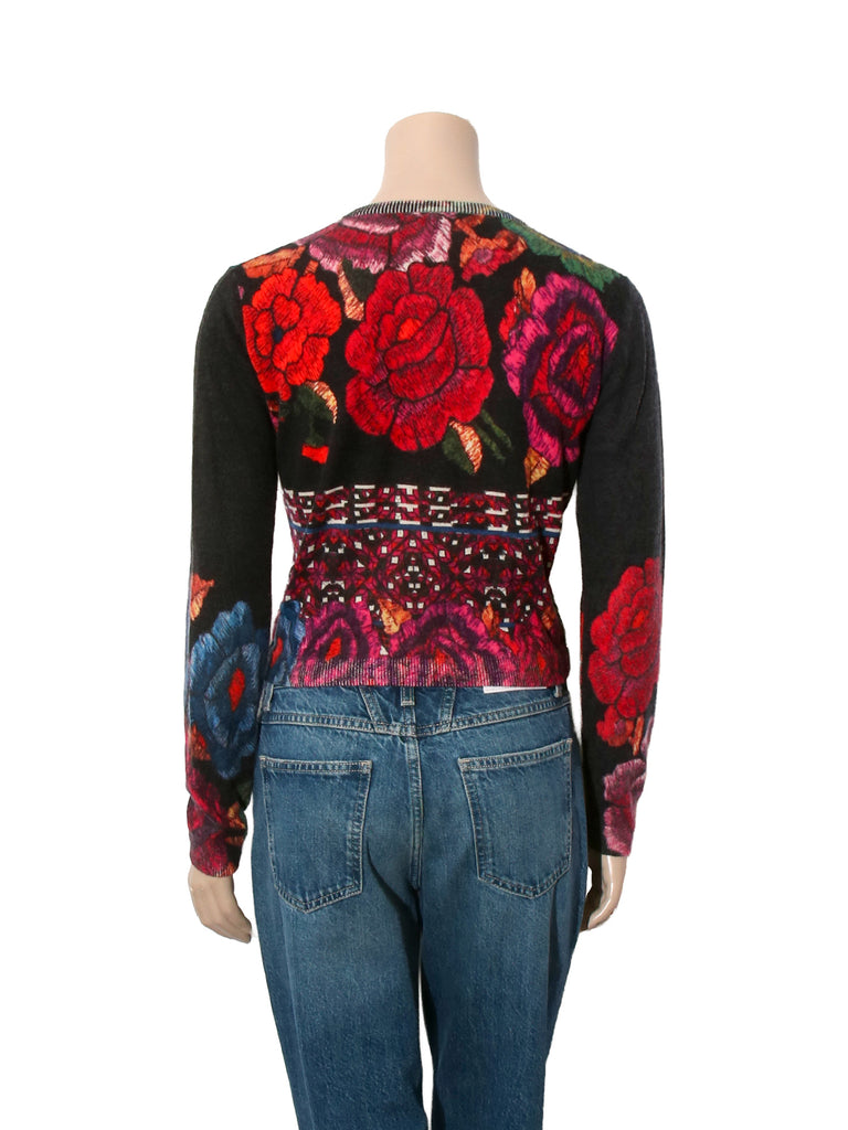 Vintage Floral Silk Cashmere Cardigan