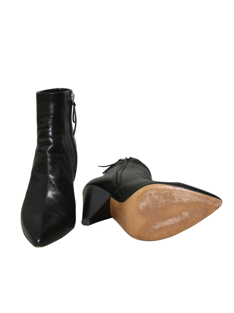 Leather Cone Heel Booties