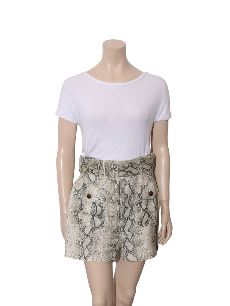 Snake Print Linen Shorts