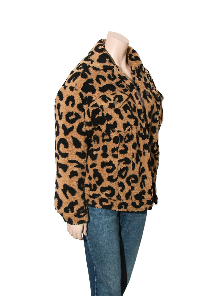 Leopard Print Faux Fur Jacket