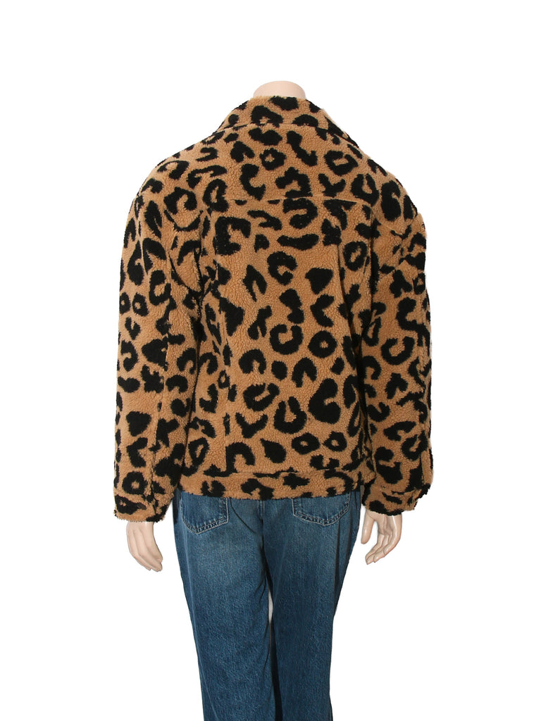 Leopard Print Faux Fur Jacket