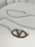 Pearl Embellished Chain Belt