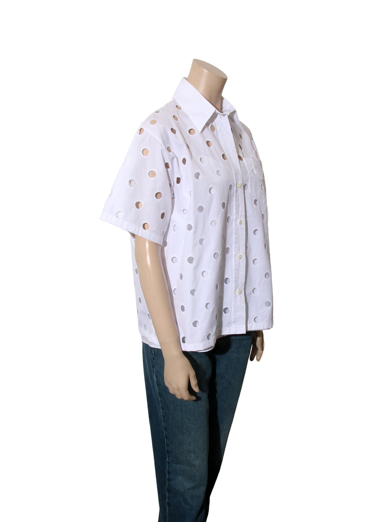 Cut Out Polka Dot Shirt